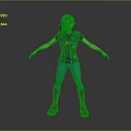 Game and Movie Character Featuring Green Hair Blue Vest Black T-Shirt Blue Pants Black Boots