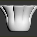 Fresh Green Plants In White Petal Shaped Vase On Dark Reflective Surface