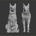 Stylish Pet Apparel Display With White Dog Statues Sitting And Standing