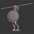 Ancient Warrior With Spear Shield And Armor Standing On Base 3d model
