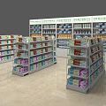 Retail Store Display Shelves With Multi Tiered Racks Holding Various Products 3d model