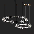 Modern Glass Globe Chandelier With Metal Rings And Hanging Design Elements
