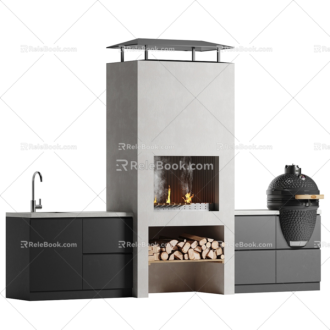 BBQ Grill Outdoor Kitchen 3d model