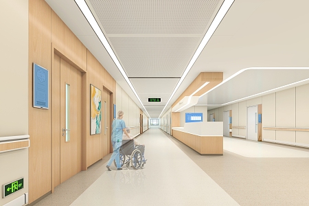 Modern Nurse Station Tang Hospital Corridor 3d model