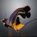 Fantasy Dragon Character 3D Model With Vibrant Red Purple Yellow Scales Large Wings And Tail