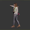 Woman Holding Little Child Pointing At Something In Studio Background