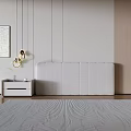 Modern Cream Bedside Background Fabric Soft Bag Bedside Background Drawer Bedside Cabinet Creative Chandelier 3d model