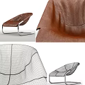 Modern Brown Leather Leisure Chair With Metal Frame And Ergonomic Design