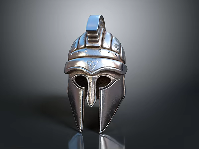 Ancient Warrior Helmet With Silver Metal Design And Historical Armor Details 3d model