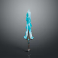 Fantasy Blue Ice Crystal Sword Weapon with Transparent Blade Metallic Hilt
