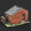 Red Brick Small House Featuring Wooden Door And Tiled Roof Structure