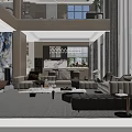 Luxury Modern Double Height Living And Dining Room With Spacious Layout And Soft Ambient Lighting