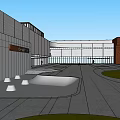 Modern Campus Building Complex Layout With Parking Lots Green Areas And Recreational Spaces