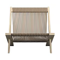 Modern Minimalist Leisure Chair With Wooden Frame And Handwoven Seat Cross Leg Design