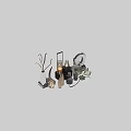 Elegant Modern Decorative Ornament Set With Glass Vases Candles And Metallic Sculptures