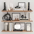 Decorative Ornament Set With Framed Art Candles Vases Books Table Lamp And Sculptures