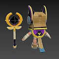 Woman As Egyptian Style Cartoon Character With Cat Ear Headdress And Golden Scepter