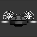 Sleek Modern Silver Smart Machine With Multiple Wheels And Propellers Design 3d model