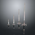 Decorative Swords Collection with Various Lengths Ornate Hilts and Intricate Blade Designs