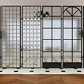 Stylish Interior Partitions With Black Metal Frames And Glass Panel Designs