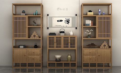 New Chinese-style Cabinet Chinese-style Cabinet Light Luxury Cabinet Board Cabinet Shelf Chinese-style Shelf 3d model