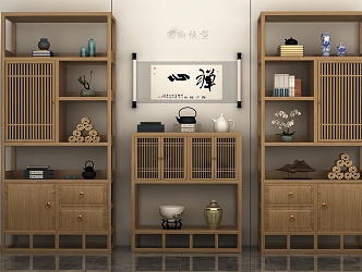 New Chinese-style Cabinet Chinese-style Cabinet Light Luxury Cabinet Board Cabinet Shelf Chinese-style Shelf 3d model