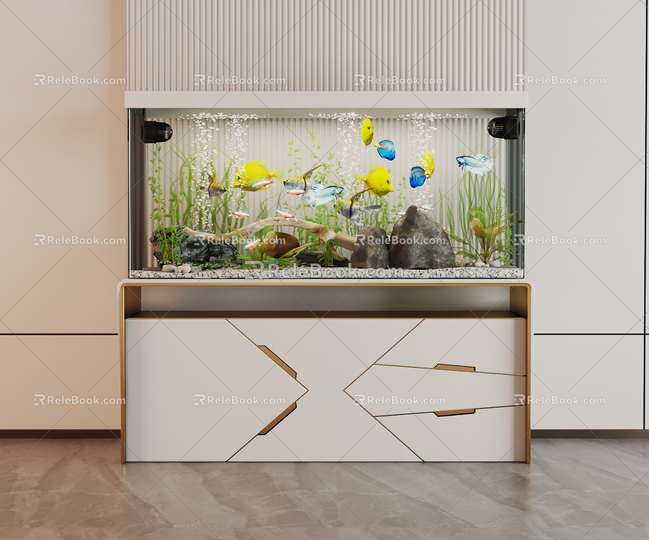 Modern Fish Tank Glass Fish Tank Aquarium Display Cabinet Side Cabinet 3d model