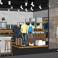Modern Clothing Store Interior With Mannequins Clothing Displays Shelves And Plants