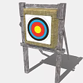 Outdoor Wooden Stand Archery Target Sports Equipment Featuring Colorful Bullseye Rings Design