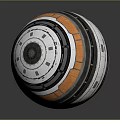 Colorful Sphere With Black White Orange Layered Stripes On Gray Background
