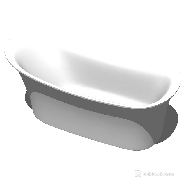 Modern Freestanding Bathtub With Oval Shape White Surface And Minimalist Design Elements 3d model 