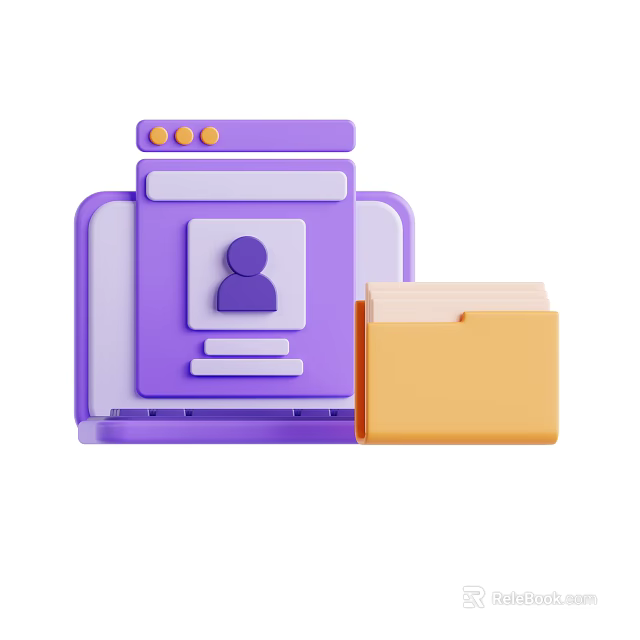 Smart Machine Displaying User Profile Interface On Screen With Yellow Folder 3d model