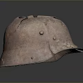 Rusty Old Damaged Military Helmet With Metal Surface And Historical War Relic