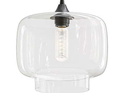 Elegant Modern Transparent Glass Pendant Light Featuring Vintage Bulb And Hanging Design 3d model