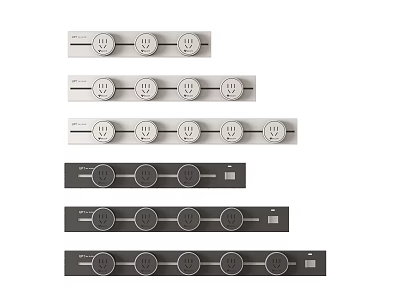 Modern White and Black Switch Panels with Multiple Round Buttons Sleek Design Home Electrical Controls 3d model