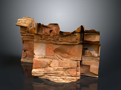Artistic Stacked Stone and Wood Structure with Natural Textures and Layered Design 3d model