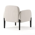 Modern Beige Fabric Single Sofa With Curved Arms And Black Legs
