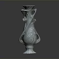 Intricate Sculptural Carving Silver Vase With Detailed Floral Engravings Ornate Handles And Decorative Base
