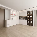 Modern Clean Interior Space With White Cabinets Window Workbench And Dark Wooden Floor