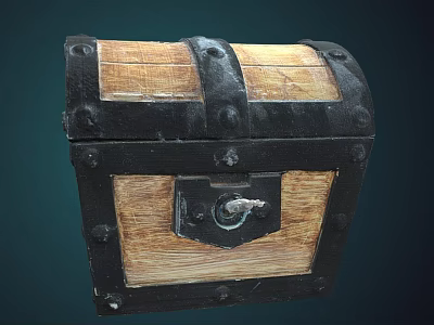 Vintage Wooden Storage Box With Metal Trim And Secure Lock For Home Use 3d model