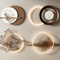 Creative Wall Decorations With Illuminated Circular Frames Feather And Map Designs