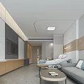 Modern Hospital Room Interior With Medical Bed Comfortable Sofa Coffee Table TV And Plant