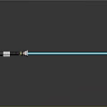 Blue Lightsaber With Detailed Hilt And Glowing Blade On Dark Surface