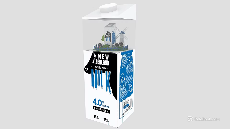 Commercial Equipment for New Zealand Whole Milk Packaging with Scenic Design and 4.0% Fat 3d model 