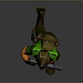 3D Military Character In Green Uniform With Helmet Face Mask And Large Gun Running