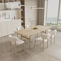 Log cream wind dining table and chair combination 3d model