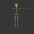 Professional Measuring Equipment With Yellow Tripod Legs Blue Top And Horizontal Bars