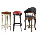 Assorted Design Bar Stools With Leather Seats And Wooden Legs For Home Decor