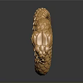 Golden Serpent Dragon Head Sculpture Carving With Scaled Texture And Coiled Design