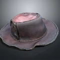 Vintage Genuine Leather Hat With Stitched Brim And Distressed Finish For Daily Use